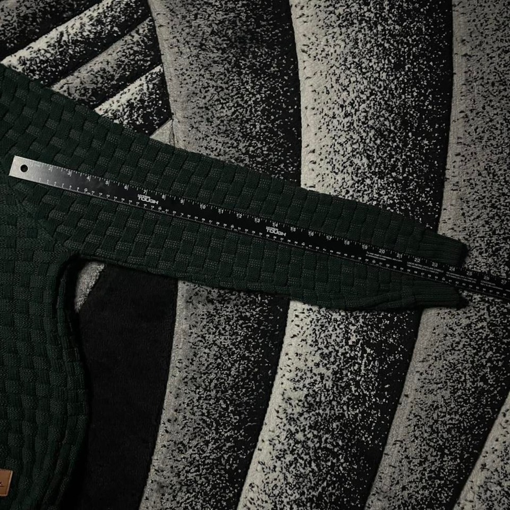 Dark Green Knit Button Up Turtleneck Sweater - Picture 5 of 6